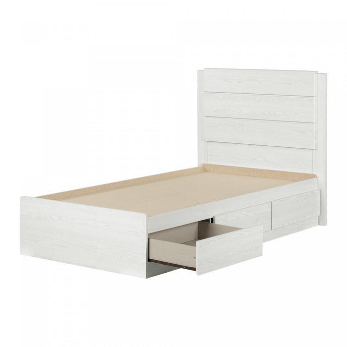 Arlen Mates Bed With 3 Drawers And Headboard Set - White Pine | Arlen Ensemble Lit Matelot 3 Tiroirs Et Tete De Lit - Pin Blanc