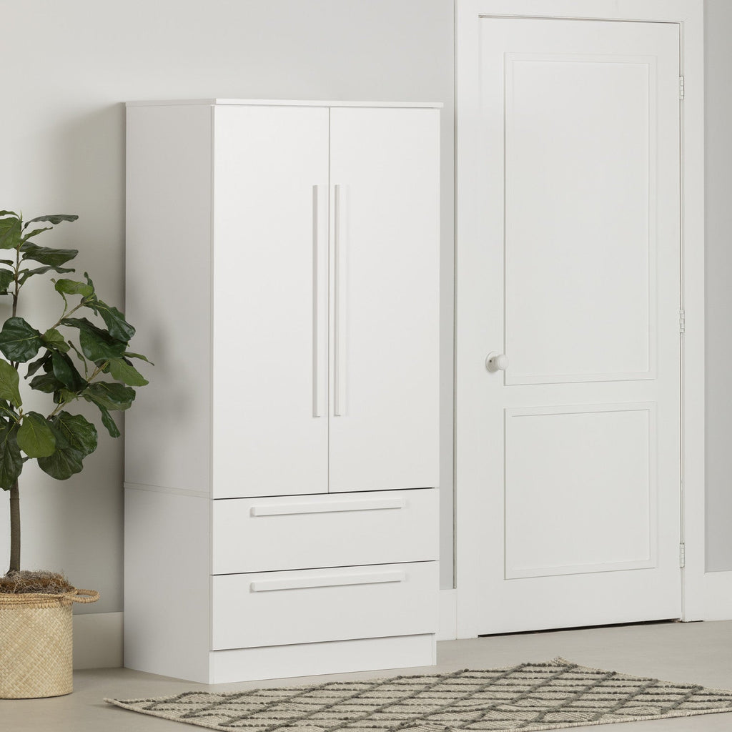 Acapella Wardrobe Armoire With Doors And Drawers - Pure White | Acapella Armoire Penderie Avec Portes Et Tiroir - Blanc Solide