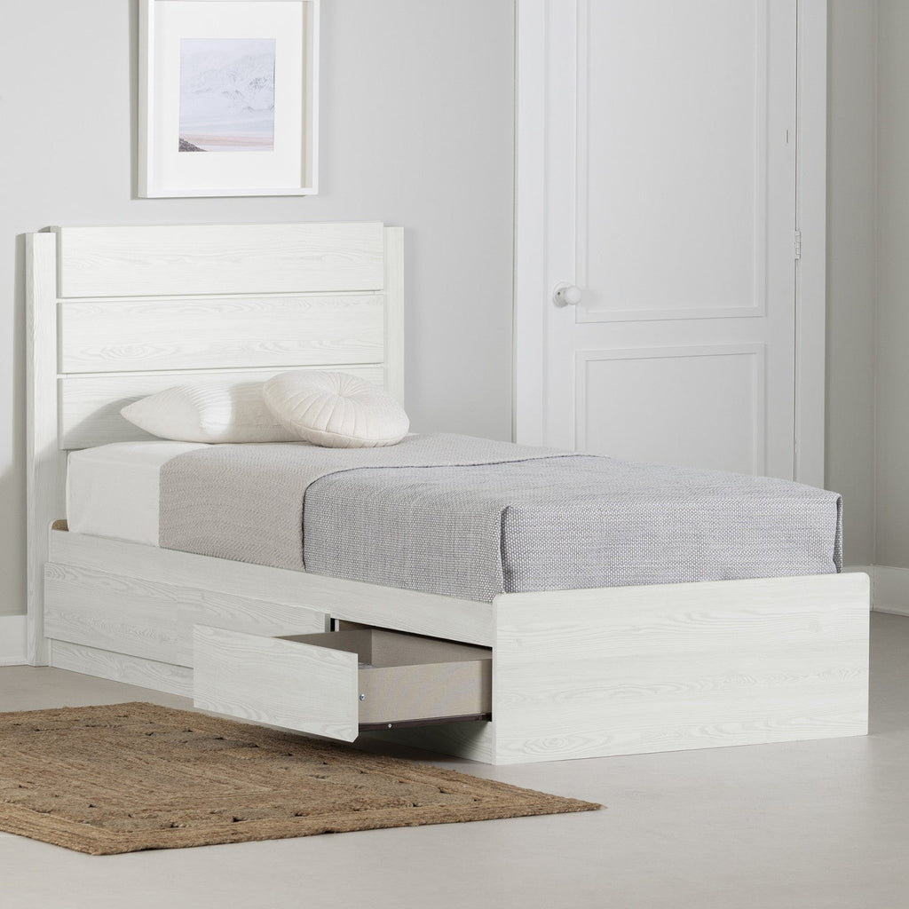 Arlen Mates Bed With 3 Drawers And Headboard Set - White Pine | Arlen Ensemble Lit Matelot 3 Tiroirs Et Tete De Lit - Pin Blanc