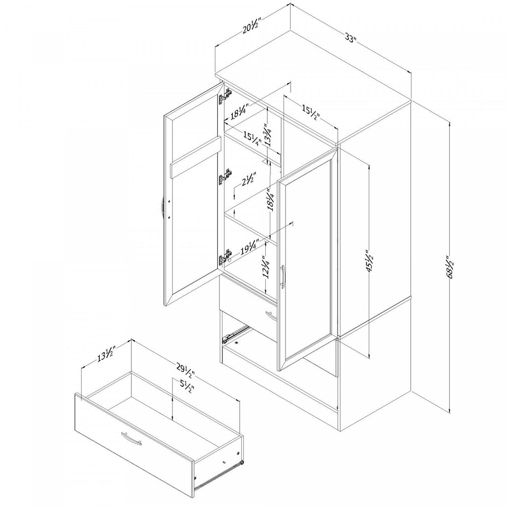 Acapella Wardrobe Armoire - Bleached Oak | Acapella Armoire Penderie - Chene Blanchi