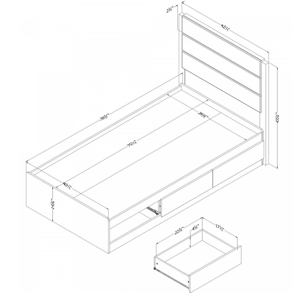 Arlen Mates Bed With 3 Drawers And Headboard Set - Weathered Oak | Arlen Ensemble Lit Matelot 3 Tiroirs Et Tete De Lit - Chene Vieilli