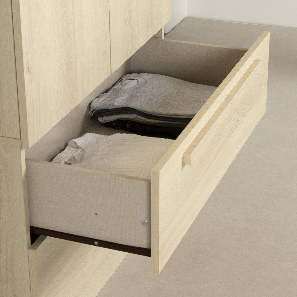 Acapella Wardrobe Armoire With Doors And Drawers - Bleached Oak | Acapella Armoire Penderie Avec Portes Et Tiroir - Chene Blanchi