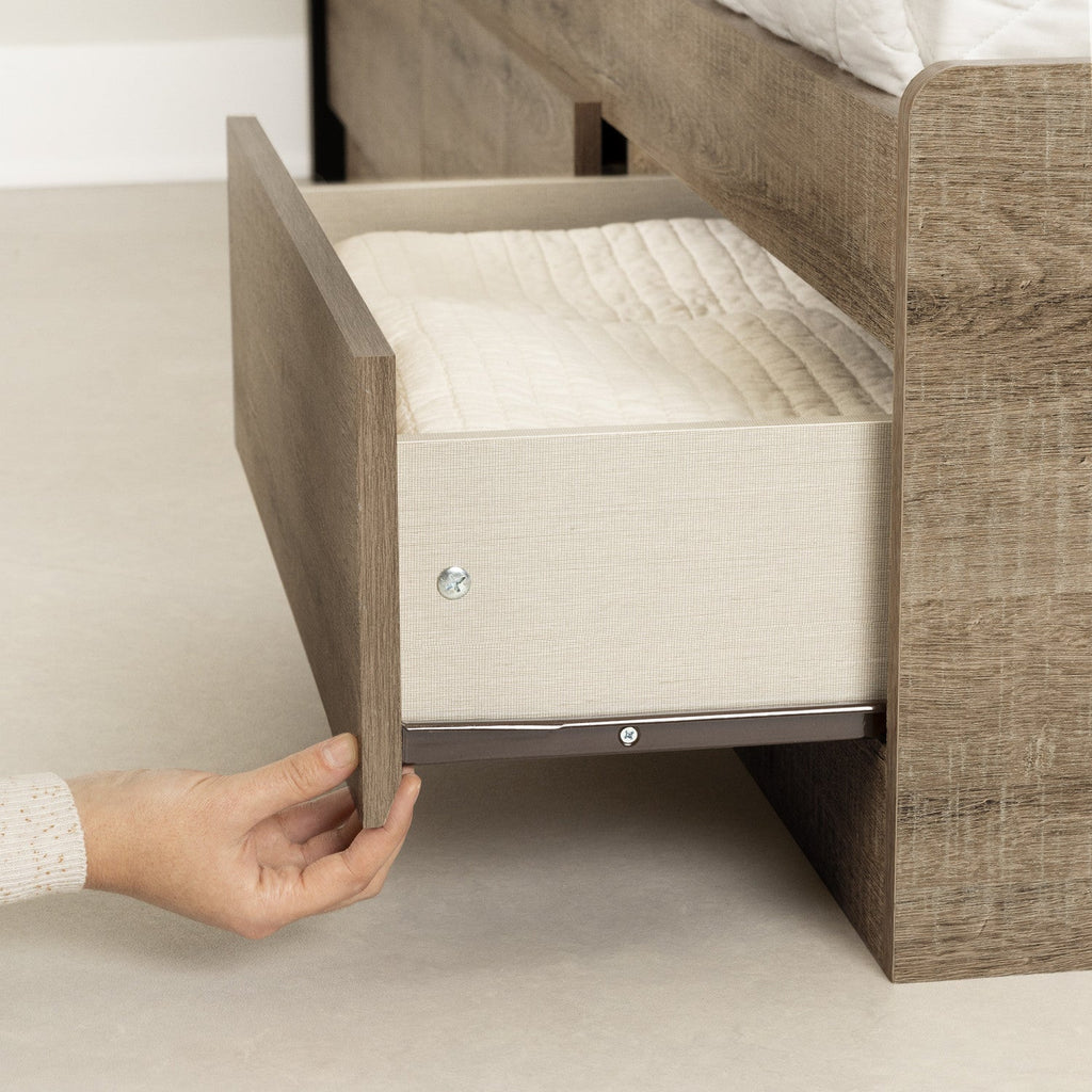 Arlen Mates Bed With 3 Drawers And Headboard Set - Weathered Oak | Arlen Ensemble Lit Matelot 3 Tiroirs Et Tete De Lit - Chene Vieilli