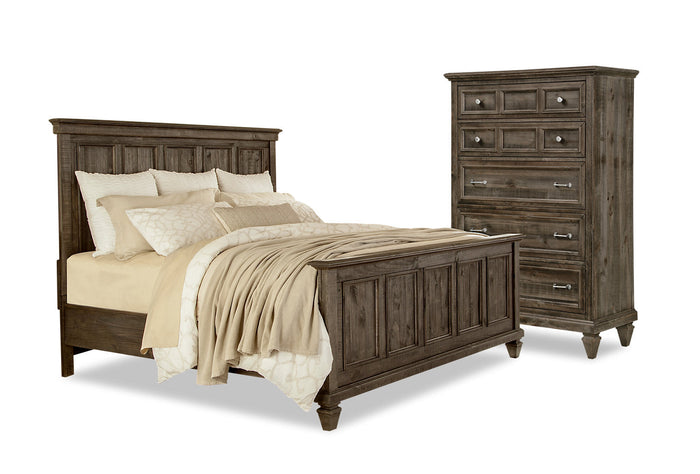 Calistoga 4-Piece King Bed and Chest Package – Weathered Charcoal|Ensemble Calistoga 4 pièces avec très grand lit et commode verticale - anthracite vieilli
