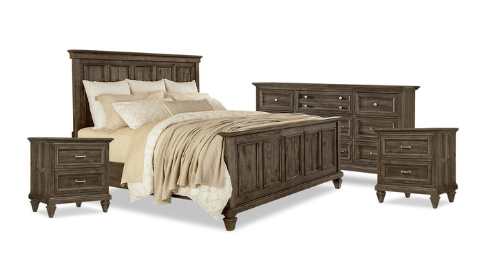 Calistoga 6-Piece King Bedroom Package with 2 Nightstands – Weathered Charcoal|Ensemble Calistoga 6 pièces avec très grand lit et 2 tables de nuit - anthracite vieilli