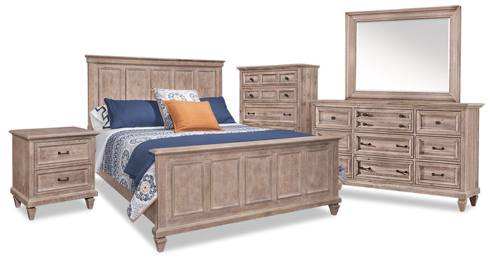 Calistoga 7-Piece King Bedroom Package – Dovetail Grey|Ensemble de chambre à coucher Calistoga 7 pièces avec très grand lit - gris tourterelle|CALILKP7