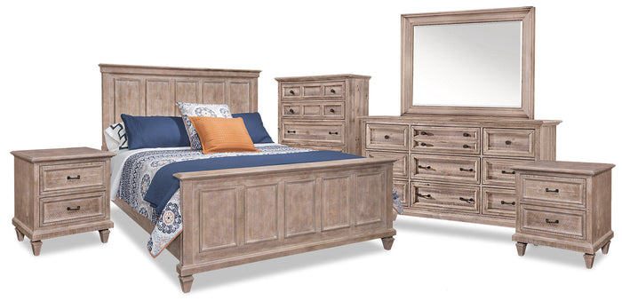 Calistoga 8-Piece Queen Bedroom Package – Dovetail Grey|Ensemble de chambre à coucher Calistoga 8 pièces avec grand lit - gris tourterelle|CALILQP8