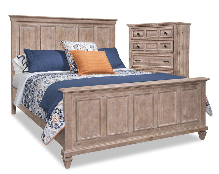 Calistoga 4-Piece King Bed and Chest Package – Dovetail Grey|Ensemble Calistoga 4 pièces avec très grand lit et commode verticale - gris tourterelle