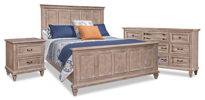 Calistoga 6-Piece King Bedroom Package with 2 Nightstands – Dovetail Grey|Ensemble Calistoga 6 pièces avec très grand lit et 2 tables de nuit - gris tourterelle