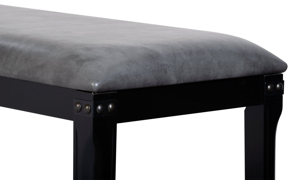 Alto Counter-Height Dining Bench with Vegan-Leather Fabric, Metal, 44.1"W - Grey | Banc de salle à manger Alto de 44,1 po (L) de hauteur comptoir en tissu de cuir végétalien et métal - gris