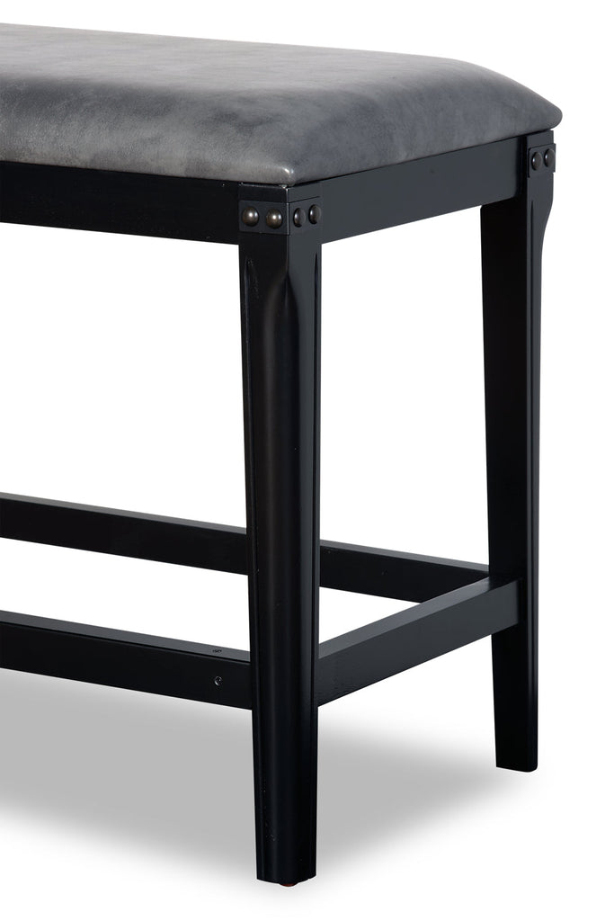 Alto Counter-Height Dining Bench with Vegan-Leather Fabric, Metal, 44.1"W - Grey | Banc de salle à manger Alto de 44,1 po (L) de hauteur comptoir en tissu de cuir végétalien et métal - gris