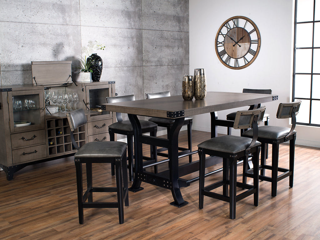 Ironworks Counter-Height Dining Table, Metal, Trestle-Base, 72"W - Grey | Table de salle à manger Ironworks de 72 po (L) de hauteur comptoir en métal avec base à tréteaux - grise