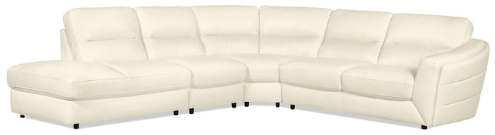 Romeo 4-Piece Genuine Leather Left-Facing Sectional - Beige|Sofa sectionnel de gauche Romeo 4 pièces en cuir véritable - beige|ROMEBLS4
