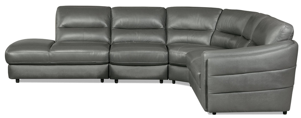 Romeo 4-Piece Genuine Leather Left-Facing Sectional - Grey|Sofa sectionnel de gauche Romeo 4 pièces en cuir véritable - gris|ROMEGLS4