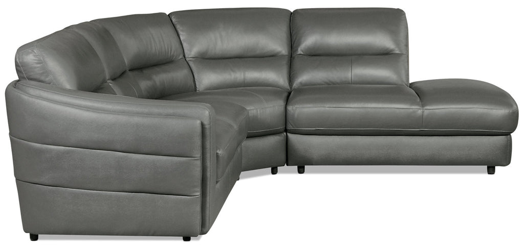 Romeo 3-Piece Genuine Leather Right-Facing Sectional - Grey|Sofa sectionnel de droite Romeo 3 pièces en cuir véritable - gris|ROMEGRS3