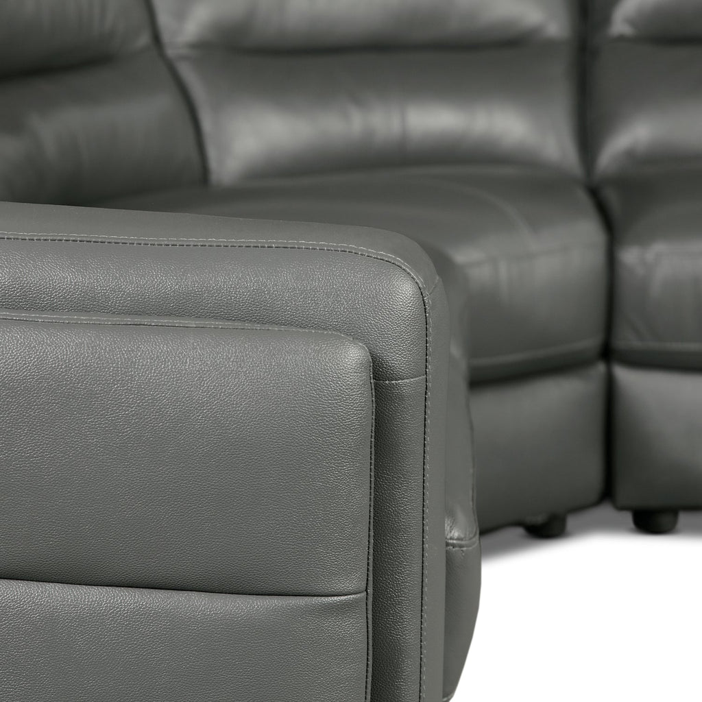 Romeo 3-Piece Genuine Leather Right-Facing Sectional - Grey|Sofa sectionnel de droite Romeo 3 pièces en cuir véritable - gris|ROMEGRS3