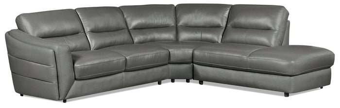 Romeo 3-Piece Genuine Leather Right-Facing Sectional - Grey|Sofa sectionnel de droite Romeo 3 pièces en cuir véritable - gris|ROMEGRS3
