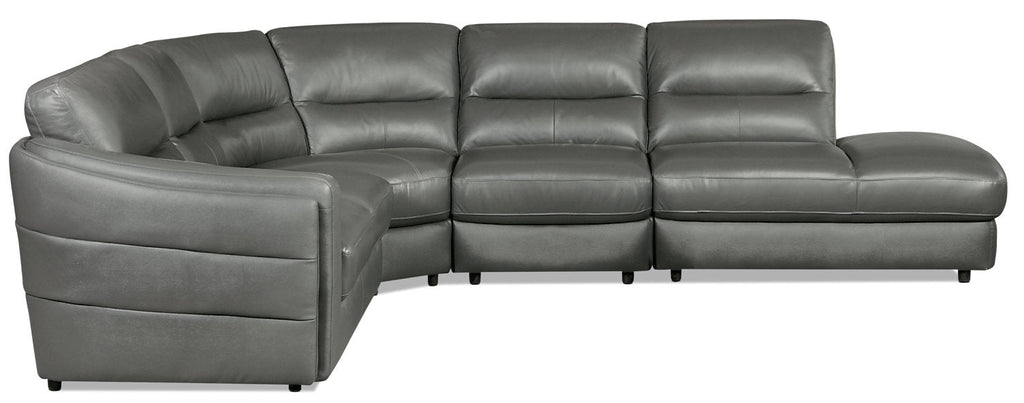 Romeo 4-Piece Genuine Leather Right-Facing Sectional - Grey|Sofa sectionnel de droite Romeo 4 pièces en cuir véritable - gris|ROMEGRS4