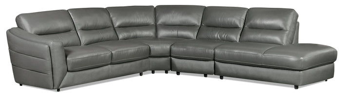 Romeo 4-Piece Genuine Leather Right-Facing Sectional - Grey|Sofa sectionnel de droite Romeo 4 pièces en cuir véritable - gris|ROMEGRS4