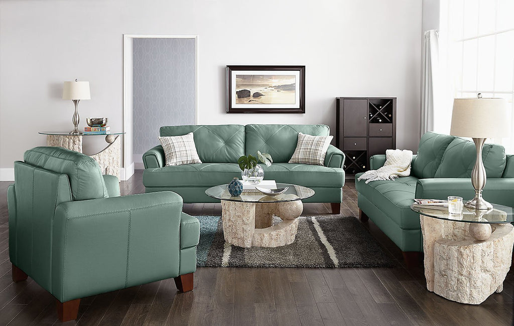 Vita 100% Genuine Leather Sofa – Sea Foam|Sofa Vita en cuir 100 % véritable - écume de mer|VITA-S - Open-Box