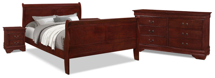 Lyla 6-Piece Full Bedroom Package with 2 Nightstands – Cherry|Ensemble de chambre à coucher Lyla 6 pièces avec lit double et 2 tables de nuit - cerisier