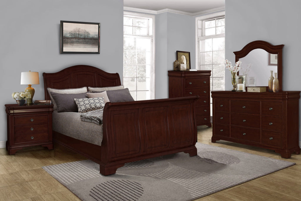 Carmen 7-Piece Queen Bedroom Package – Cherry|Ensemble de chambre à coucher Carmen 7 pièces avec grand lit - cerisier|CARMCQP7