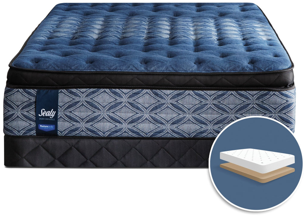 Sealy Posturepedic Plus Mornington Medium Euro Pillow-Top Low-Profile Full Mattress Set|Ensemble semi-ferme Euro-plateau profil bas Mornington Posturepedic Performance Plus Sealy lit double