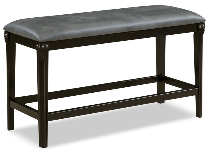 Alto Counter-Height Dining Bench with Vegan-Leather Fabric, Metal, 44.1"W - Grey | Banc de salle à manger Alto de 44,1 po (L) de hauteur comptoir en tissu de cuir végétalien et métal - gris