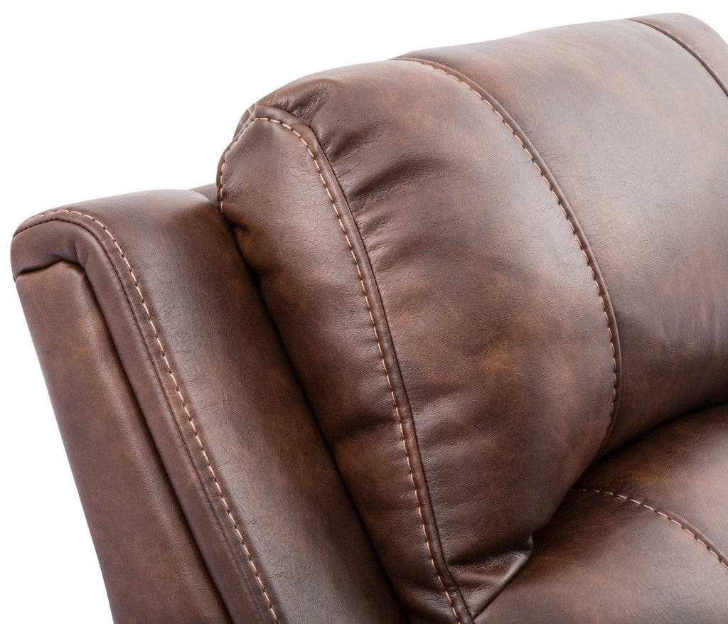 Kory Leather-Look Fabric Reclining Sofa – Pecan|Sofa inclinable Kory en tissu d'apparence cuir - pacane