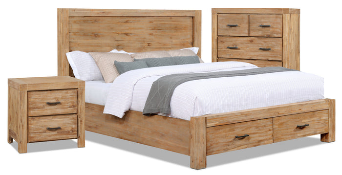 Acadia 5-Piece King Storage Bedroom Package with Chest and Nightstand|Ensemble Acadia 5 pièces avec très grand lit de rangement, commode verticale et table de nuit