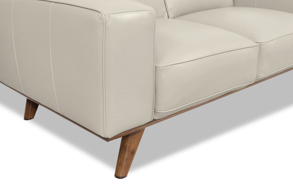 Kai Genuine Leather Sofa – Silver|Sofa Kai en cuir véritable – argenté