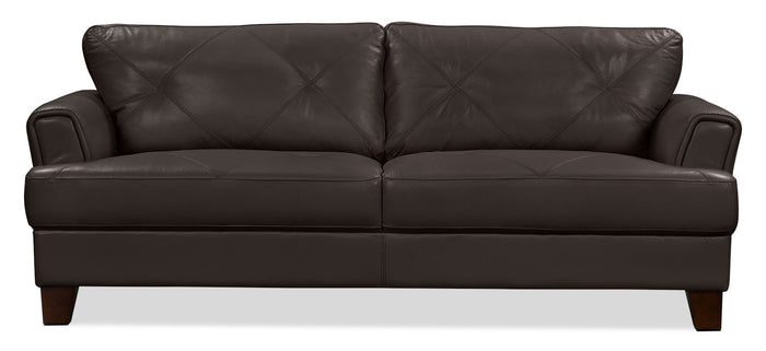 Vita 100% Genuine Leather Sofa – Chocolate|Sofa Vita en cuir 100 % véritable - chocolat|VITACH-S - Open-Box
