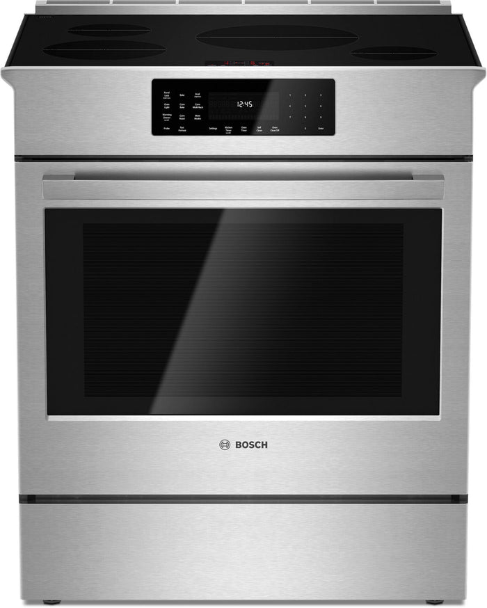 Bosch 30" Induction Slide-in 800 Series Stainless Steel Range – HII8055C|Cuisinière encastrée de série 800 de 30 po à induction en acier inoxydable – HII8055C|HII8055C