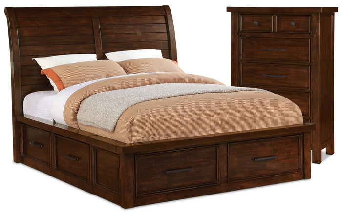 Sonoma 4-Piece Queen Storage Bed and Chest Package – Dark Brown|Ensemble Sonoma 4 pièces avec grand lit de rangement et commode verticale - brun foncé