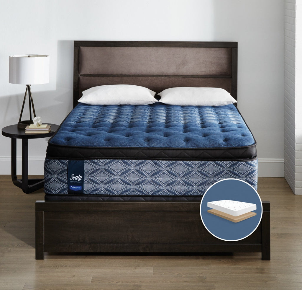Sealy Posturepedic Plus Mornington Medium Euro Pillow-Top Low-Profile Full Mattress Set|Ensemble semi-ferme Euro-plateau profil bas Mornington Posturepedic Performance Plus Sealy lit double