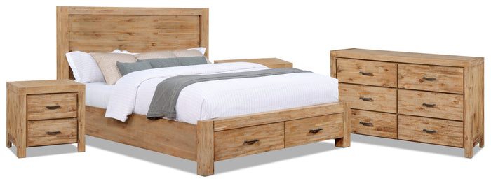 Acadia 6-Piece King Storage Bedroom Package with 2 Nightstands|Ensemble de chambre à coucher Acadia 6 pièces avec très grand lit de rangement et 2 tables de nuit