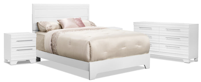 Olivia 6-Piece Queen Bedroom Package with 2 Nightstands – White|Ensemble de chambre à coucher Olivia 6 pièces avec grand lit et 2 tables de nuit - blanc