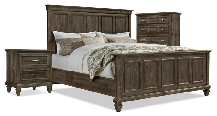 Calistoga 5-Piece King Bedroom Package with Chest and Nightstand – Weathered Charcoal|Ens. Calistoga 5 pcs avec très grand lit, commode verticale et table de nuit - anthracite vieilli