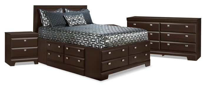 Yorkdale 6-Piece Queen Storage Bedroom Package with 2 Nightstands|Ensemble de chambre à coucher Yorkdale 6 pièces avec grand lit de rangement et 2 tables de nuit