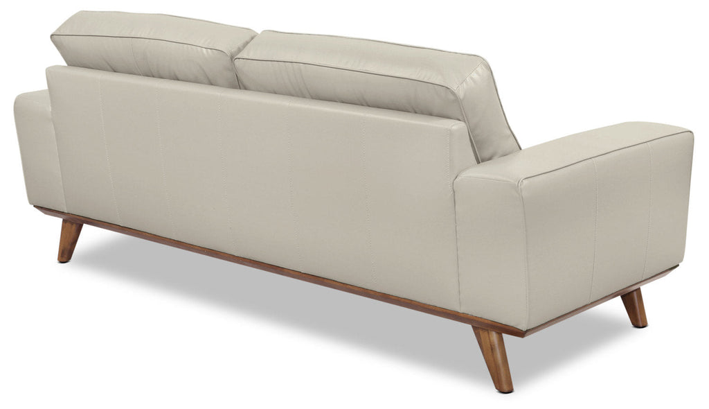 Kai Genuine Leather Sofa – Silver|Sofa Kai en cuir véritable – argenté