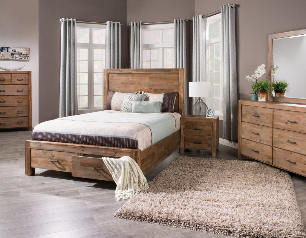 Acadia 5-Piece King Storage Bedroom Package with Chest and Nightstand|Ensemble Acadia 5 pièces avec très grand lit de rangement, commode verticale et table de nuit