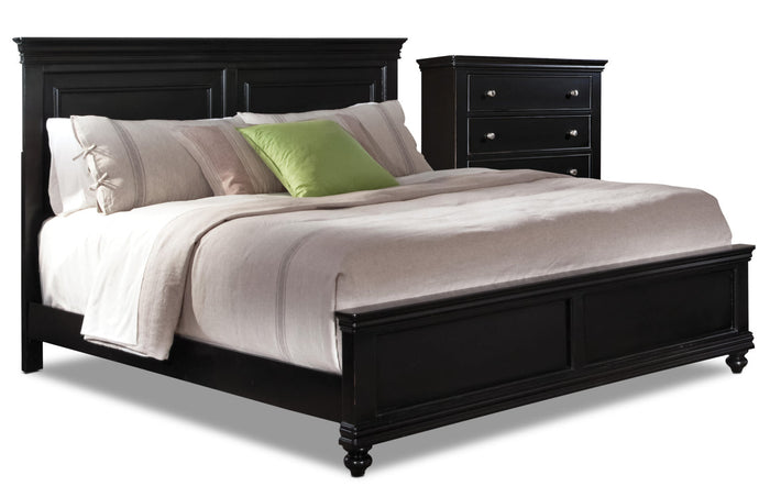 Bridgeport 4-Piece King Bed and Chest Package – Black|Ensemble de chambre à coucher Bridgeport 4 pièces avec très grand lit et commode verticale - noir