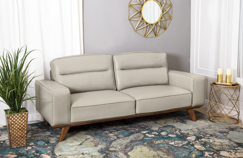 Kai Genuine Leather Sofa – Silver|Sofa Kai en cuir véritable – argenté
