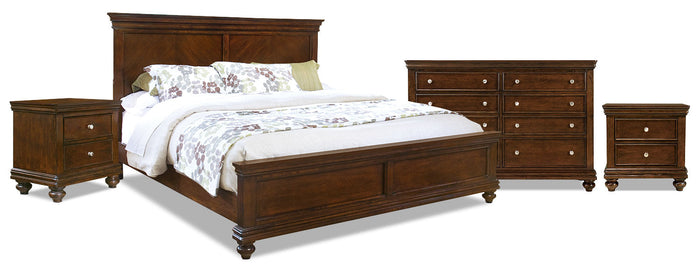 Bridgeport 6-Piece Queen Bedroom Package with 2 Nightstands – Cherry|Ensemble de chambre à coucher Bridgeport 6 pièces avec grand lit et 2 tables de nuit - cerisier