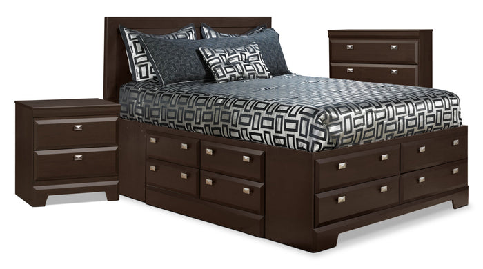 Yorkdale 5-Piece Queen Storage Bedroom Package with Chest and Nightstand|Ensemble de chambre à coucher Yorkdale 5 pièces avec grand lit de rangement et 2 tables de nuit