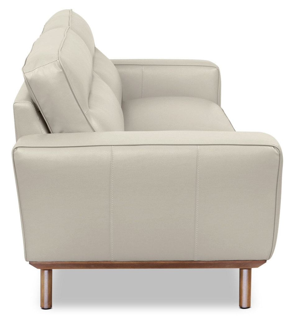 Kai Genuine Leather Sofa – Silver|Sofa Kai en cuir véritable – argenté