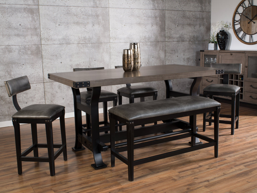 Ironworks Counter-Height Dining Table, Metal, Trestle-Base, 72"W - Grey | Table de salle à manger Ironworks de 72 po (L) de hauteur comptoir en métal avec base à tréteaux - grise