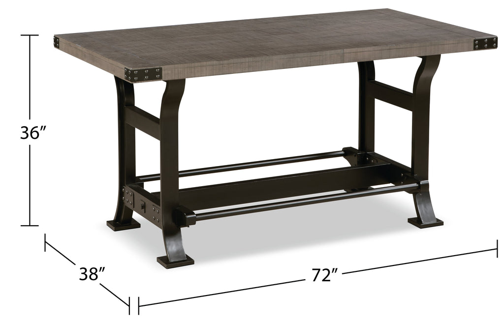 Ironworks Counter-Height Dining Table, Metal, Trestle-Base, 72"W - Grey | Table de salle à manger Ironworks de 72 po (L) de hauteur comptoir en métal avec base à tréteaux - grise