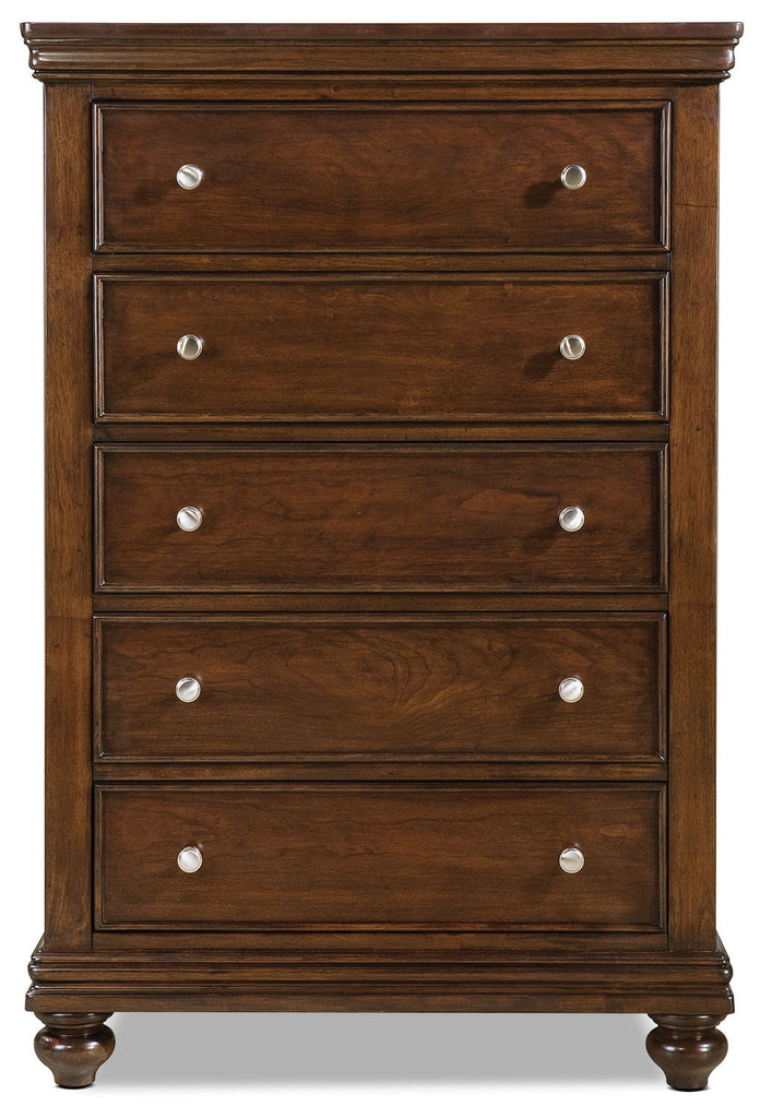 Bridgeport 5-Piece King Bedroom Package with Chest and Nightstand – Cherry|Ensemble Bridgeport 5 pièces avec très grand lit, commode verticale et table de nuit - cerisier