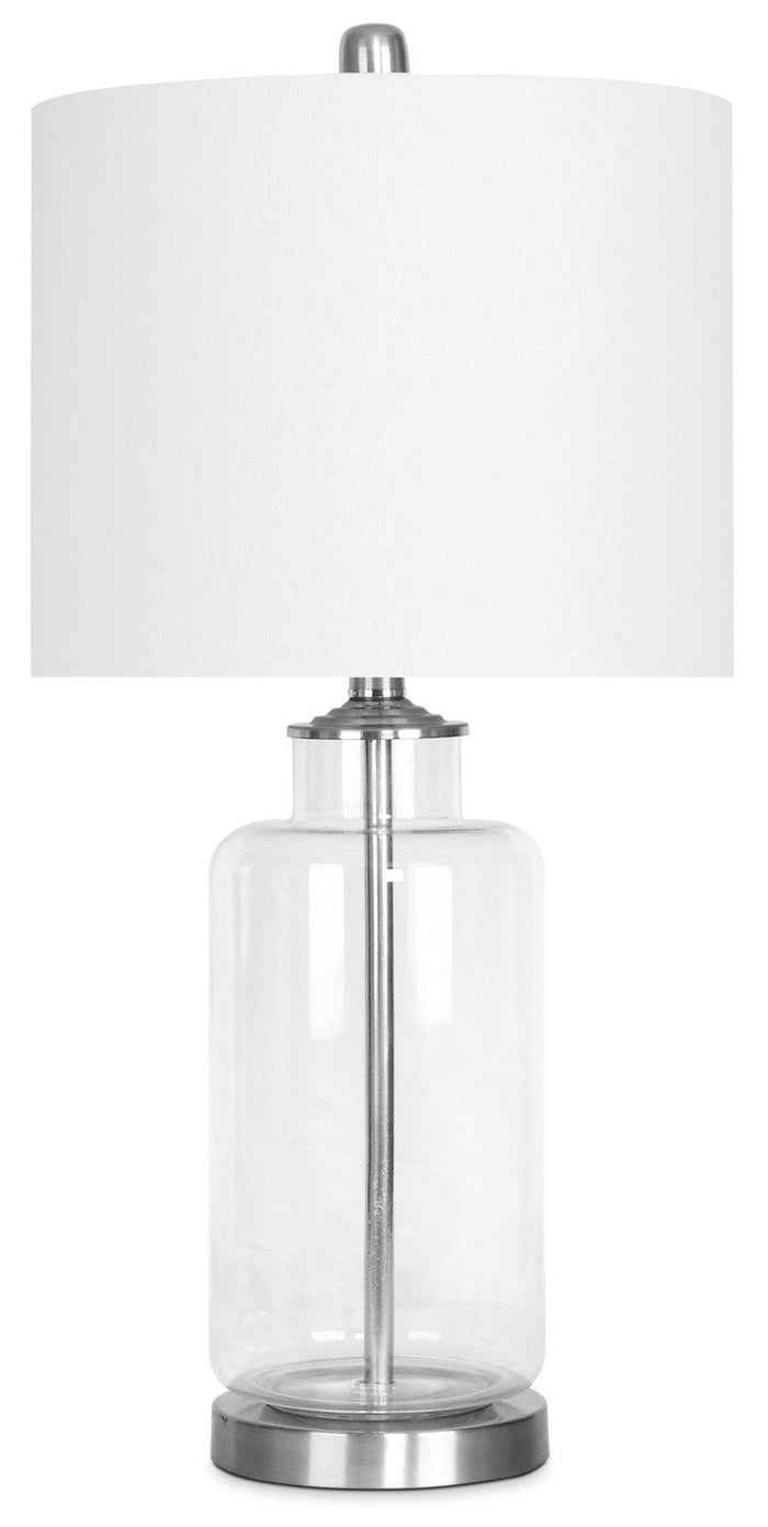25.25" Clear Base with Brushed Nickel Table Lamp|Lampe de table de 25,25 po nickel brossé et base transparente